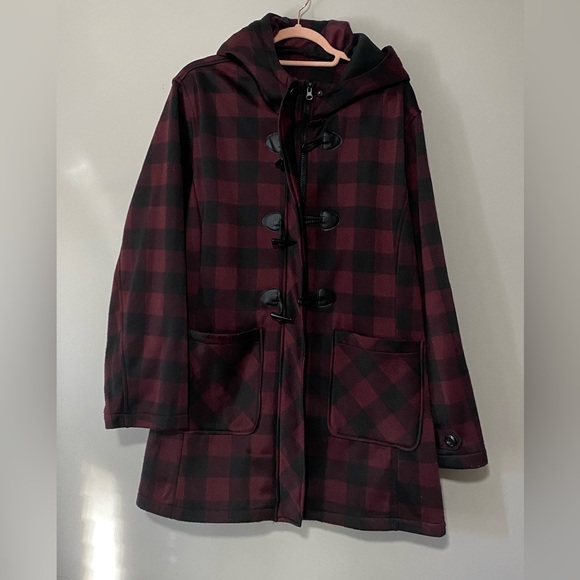 Jackets & Blazers - Plaid Hooded Toggle Coat